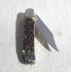 RARE 8cm OLDER HUBERTUS GENUINE STAG GERMAN SPRINGER VG 10 LAMINATED SUMINAGASHI DAMACUS BLADE