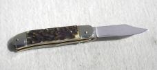 RARE 8cm OLDER HUBERTUS GENUINE STAG GERMAN SPRINGER VG 10 LAMINATED SUMINAGASHI DAMACUS BLADE