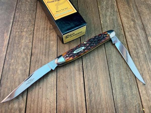 Robeson Pocketeze Muskrat Rootbeer Worm Groove Bone D2 Tool Steel Robeson Pocketeze Muskrat Rootbeer Worm Groove Bone D2 Tool Steel