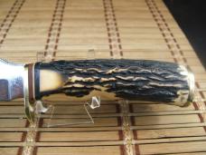 SCHRADE 498 49'ER "BENCH MADE COLLECTION" GOLD RUSH CARBON STEEL FIXED BLADE HUNTING KNIFE & SHEATH