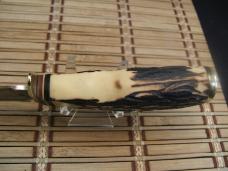 SCHRADE 498 49'ER "BENCH MADE COLLECTION" GOLD RUSH CARBON STEEL FIXED BLADE HUNTING KNIFE & SHEATH