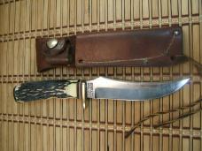 SCHRADE 498 49'ER "BENCH MADE COLLECTION" GOLD RUSH CARBON STEEL FIXED BLADE HUNTING KNIFE & SHEATH