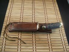 SCHRADE 498 49'ER "BENCH MADE COLLECTION" GOLD RUSH CARBON STEEL FIXED BLADE HUNTING KNIFE & SHEATH