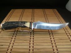 SCHRADE 498 49'ER "BENCH MADE COLLECTION" GOLD RUSH CARBON STEEL FIXED BLADE HUNTING KNIFE & SHEATH