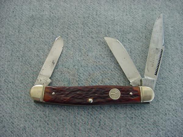 Vintage BOKER U.S.A. #8573, Etched, Bone Handles, Grooved Bolsters Stockman's Pattern Pocket Knife Vintage BOKER U.S.A. #8573, Etched, Bone Handles, Grooved Bolsters Stockman's Pattern Pocket Knife