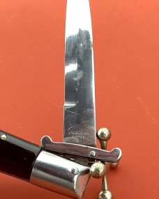 Rizzuto  8.5 inch Brass Button , jet black scales 