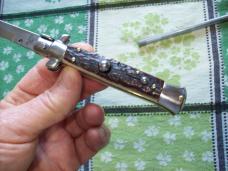 Renzo Beltrame Scarce 8 inch Genuine Stag/Antler Stiletto Bayo Swivel Bolster Brand New