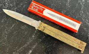 Vintage Balisong Knife, Made In Pakistan, Nice Brass Handle, Original Box, Unused 