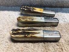 Case Knife XX USA 1982 8 Dot Stag Barlow (3) Knife Set-Matching Serial # 3045      23-K-01 AAPK-K-01
