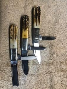 Case Knife XX USA 1982 8 Dot Stag Barlow (3) Knife Set-Matching Serial # 3045      23-K-01 AAPK-K-01