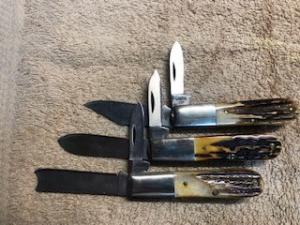 Case Knife XX USA 1982 8 Dot Stag Barlow (3) Knife Set-Matching Serial # 3045      23-K-01 AAPK-K-01