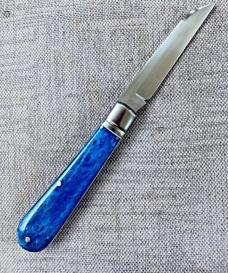 Kroo Blue Kudu Bone Lambsfoot,4" closed, Rwl34,white liners & spacers diamond shield.fileworked 