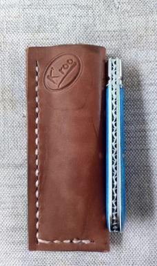Kroo Blue Kudu Bone Lambsfoot,4" closed, Rwl34,white liners & spacers diamond shield.fileworked 