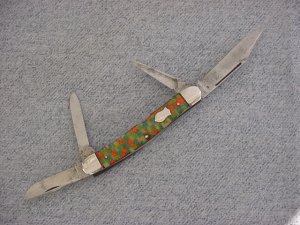 Extremely RARE Vintage ENDERES, Four Blade, Punch Blade, Checker-Board Handles Stockman Pocket Knife