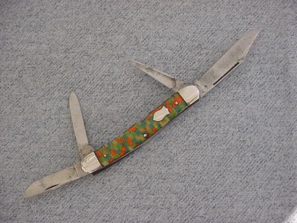 Extremely RARE Vintage ENDERES, Four Blade, Punch Blade, Checker-Board Handles Stockman Pocket Knife