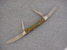 Extremely RARE Vintage ENDERES, Four Blade, Punch Blade, Checker-Board Handles Stockman Pocket Knife