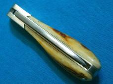 STAG HANDLE FINGER CUSTOM LOCKBACK BAREHEAD FOLDING HUNTER HUNTING SKINNING POCKET KNIFE KNIVES OLD