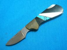 TURQUOISE PEARL SANTA FE STONEWORKS JAPAN LOCKBACK FOLDING SKINNER HUNTING POCKET KNIFE KNIVES OLD TURQUOISE PEARL SANTA FE STONEWORKS JAPAN LOCKBACK FOLDING SKINNER HUNTING POCKET KNIFE KNIVES OLD