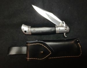 Original CZ Czech Hidden Release knife in rare Ebony Wood handles.