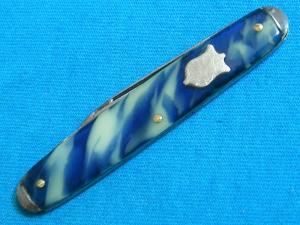 VINTAGE CORNWALL KNIFE CO USA FANCY EQUAL END CIGAR FOLDING PEN JACK POCKET KNIVES OLD BLUE