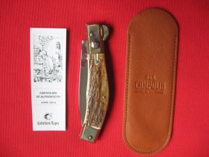 Quality Italian Unique Mechanism LEPRE Stag Knife Limited Edition 2016 MANIAGO ITALY w/Certificate