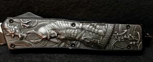 OTF Samurai and Dragon gunmetal relief. 
