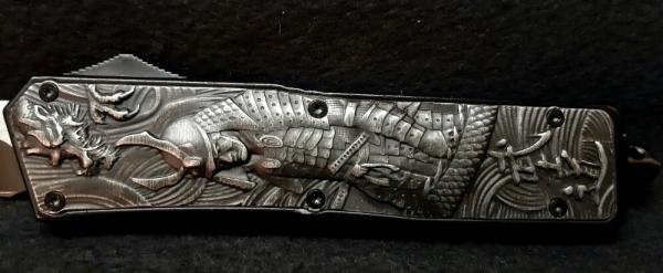 OTF Samurai and Dragon gunmetal relief. 