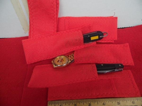 RED FELT POUCHES FOR STORING POCKET KNIVES AND JEWELRY ONE DOZEN MADE IN NC