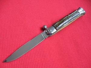 VINTAGE Italian RAPID One Hand Opening STAG Handle Knife - New Old Stock