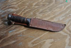 Ka-Bar Fighter Olean NY USMC Parkerized Unused Handled 12" Original Scabbard