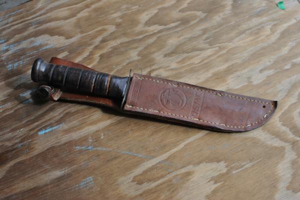 Ka-Bar Fighter Olean NY USMC Parkerized Unused Handled 12" Original Scabbard