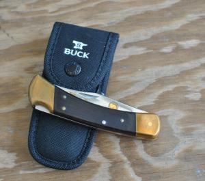 Buck 110 John Morris Bass Pro Founder 24k Gold Blade Etch Mint With Sheath 