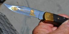 Buck 110 John Morris Bass Pro Founder 24k Gold Blade Etch Mint With Sheath 