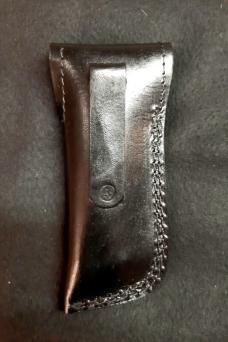 White Linen Micarta with damascus fighting blade, filework 