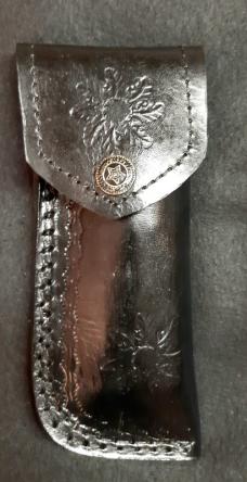 White Linen Micarta with damascus fighting blade, filework 