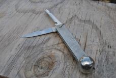 Luna Italy Fishing Knife 50's-60's Mint Mirror polished Aluminum Waffle Handles Measure Tape In Ball Luna Italy Fishing Knife 50's-60's Mint Mirror polished Aluminum Waffle Handles Measure Tape In Ball