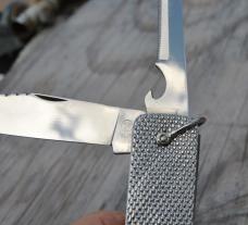 Luna Italy Fishing Knife 50's-60's Mint Mirror polished Aluminum Waffle Handles Measure Tape In Ball Luna Italy Fishing Knife 50's-60's Mint Mirror polished Aluminum Waffle Handles Measure Tape In Ball