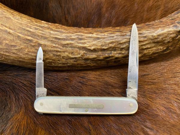 Electric Cutlery Co. 2 Blade Mother of Pearl Pen Knife, N.Y.C., Newark NJ., 1873-1909