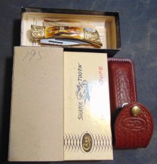 MIB CASE XX USA  1981 SHARK TOOTH FACTORY CUSTOM STAG ENGRAVED BOLSTERS FILE WORKED