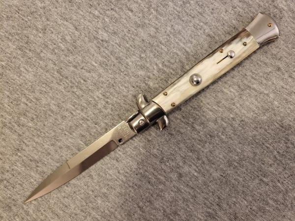 9" FRANK BELTRAME BRAZILIAN HORN ITALIAN STILETTO w/BAYONET BLADE