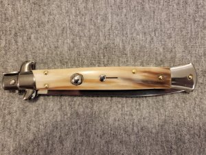 11" FRANK BELTRAME BRAZILIAN HORN ITALIAN STILETTO w/DAGGER BLADE