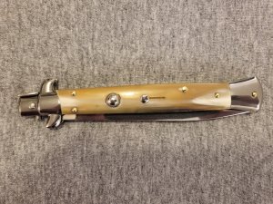 11" FRANK BELTRAME BRAZILIAN HORN ITALIAN STILETTO w/DAGGER BLADE