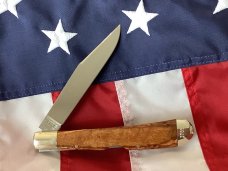 Vintage Ka-Bar 5 1/2” Single Blade Banana Locking Trapper Knife w/ Wood Handles -NOS & NM Vintage Ka-Bar 5 1/2” Single Blade Banana Locking Trapper Knife w/ Wood Handles -NOS & NM