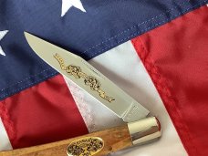 Vintage Ka-Bar 5 1/2” Single Blade Banana Locking Trapper Knife w/ Wood Handles -NOS & NM Vintage Ka-Bar 5 1/2” Single Blade Banana Locking Trapper Knife w/ Wood Handles -NOS & NM
