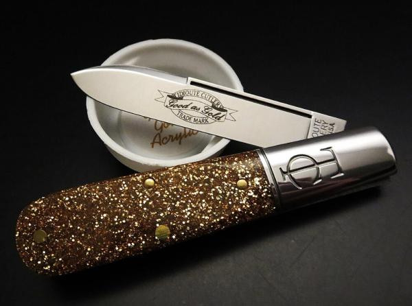Great Eastern Cutlery Tidioute #15 TC Barlow Glitter Gold Acrylic GEC 152121 Great Eastern Cutlery Tidioute #15 TC Barlow Glitter Gold Acrylic GEC 152121