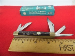 FROST CUTLERY KENTUCKY 5 BLADE IN BOX YEAR UNKNOWN UNUSED FROM STORAGE WORM GROOVE SCALES