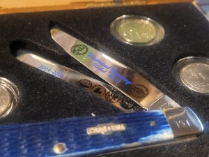 Westward Journey Nickel Series Case XX Sawcut Jigged Caribbean Blue Bone Trapper 4.13" Closed