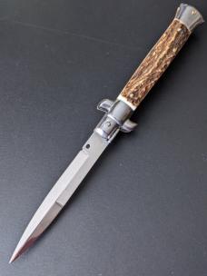 FRANK BELTRAME 23CM 9" BOYONET STILETTO AUTO IN NICE STAG HORN...NEW FRANK BELTRAME 23CM 9" BOYONET STILETTO AUTO IN NICE STAG HORN...NEW