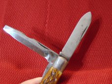CAMILLUS CUTLERY CO. CAMILLUS N.Y. USA 4 LINE MARKING LOCKBACK TOOL KNIFE BONE STAG 1941-1946 CAMILLUS CUTLERY CO. CAMILLUS N.Y. USA 4 LINE MARKING LOCKBACK TOOL KNIFE BONE STAG 1941-1946