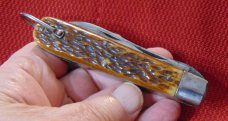 CAMILLUS CUTLERY CO. CAMILLUS N.Y. USA 4 LINE MARKING LOCKBACK TOOL KNIFE BONE STAG 1941-1946 CAMILLUS CUTLERY CO. CAMILLUS N.Y. USA 4 LINE MARKING LOCKBACK TOOL KNIFE BONE STAG 1941-1946